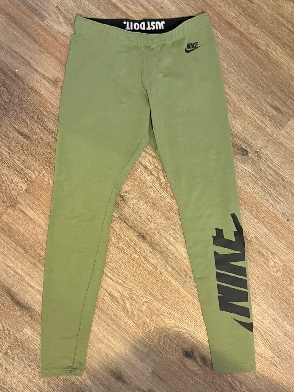 Nike Olive Green Leggings with Side Logo